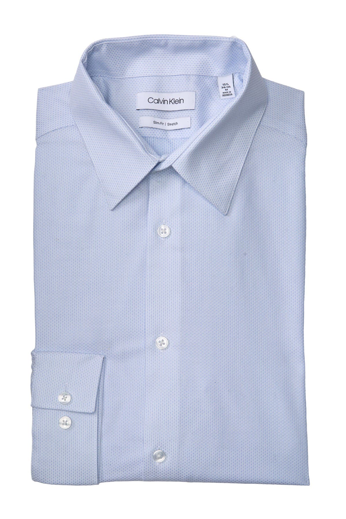 Nordstrom Rack Non-Iron Mens 17 36/37 Solid Traditional Fit Blue Dress Shirt